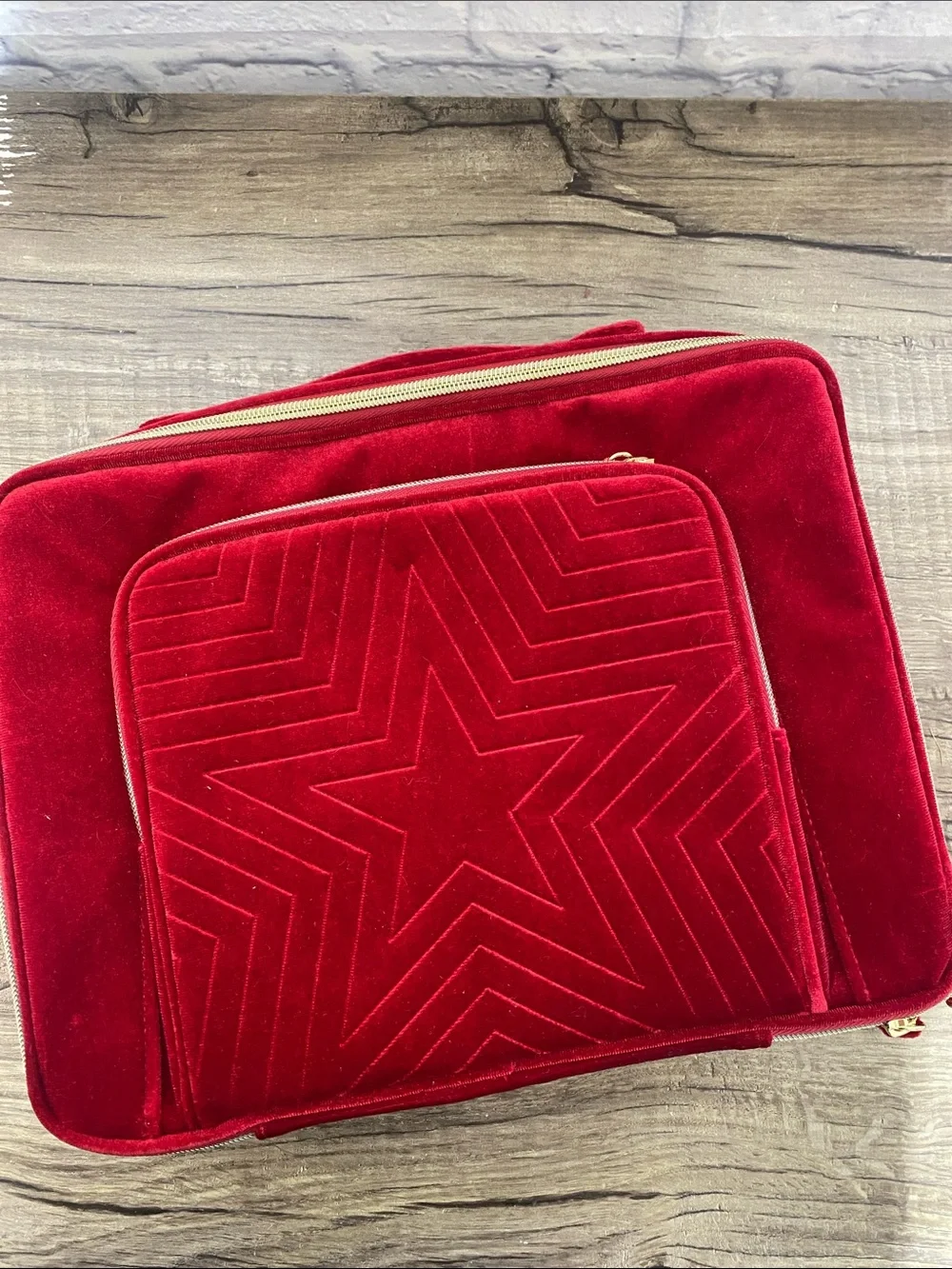 Estee Lauder Red Velvet Star Quilted Cosmetic Case